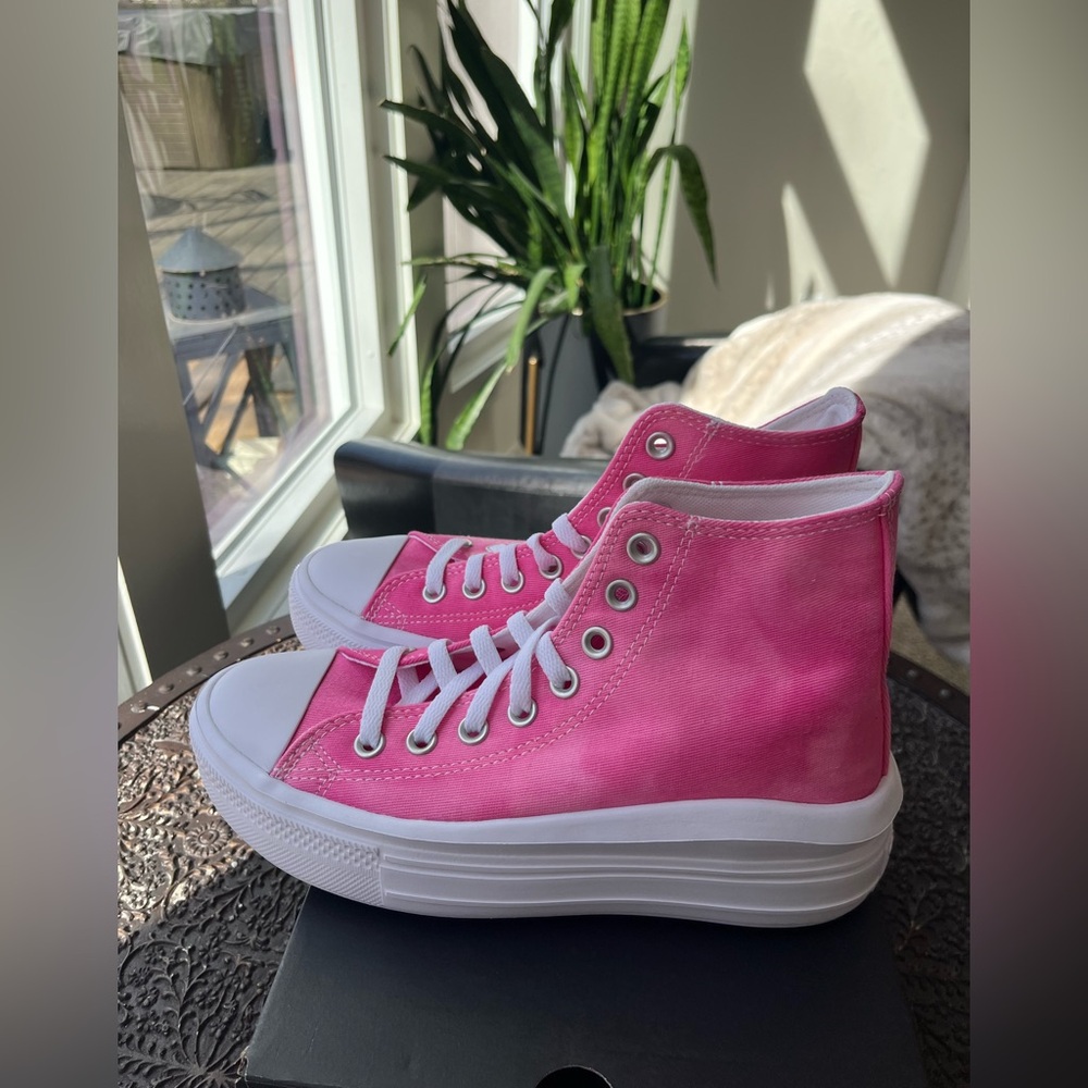 CONVERSE ALL STAR CHUCK TAYLOR MOVE PLATFORM SNEAKERS FUCHSIA CHAOS 5.5 7.5 - Picture 5 of 11